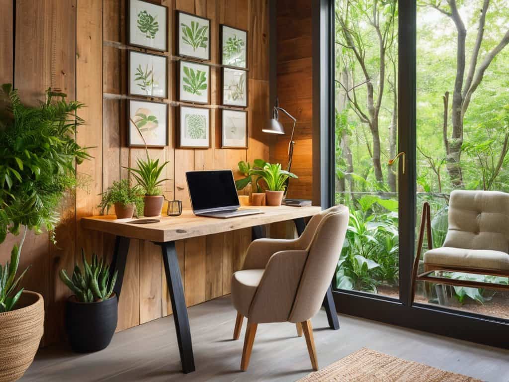 Biophilic home office setup