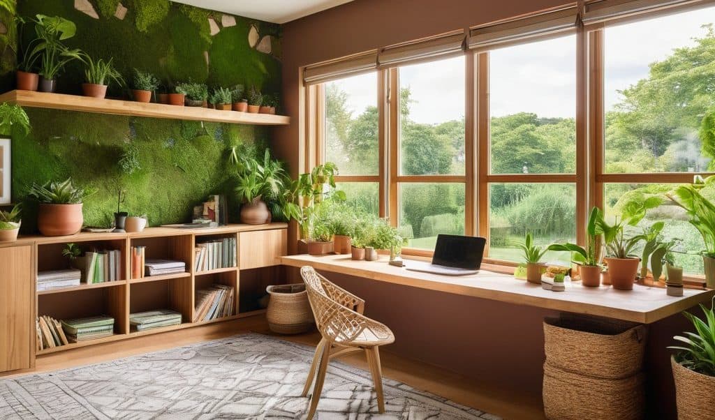 Biophilic home office design concept