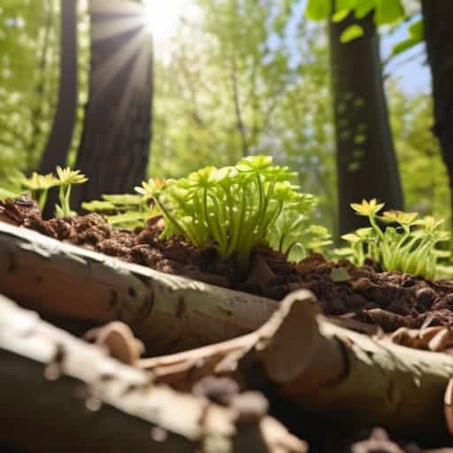 Hugelkultur garden bed design with buried wood.