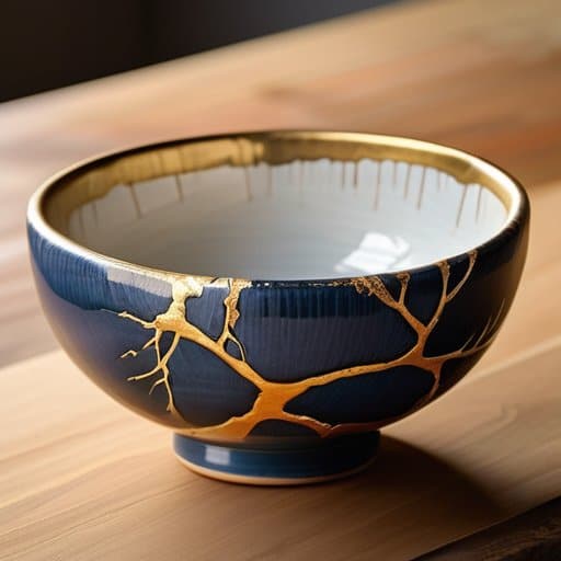 Elegant Kintsugi repair for ceramics masterpiece