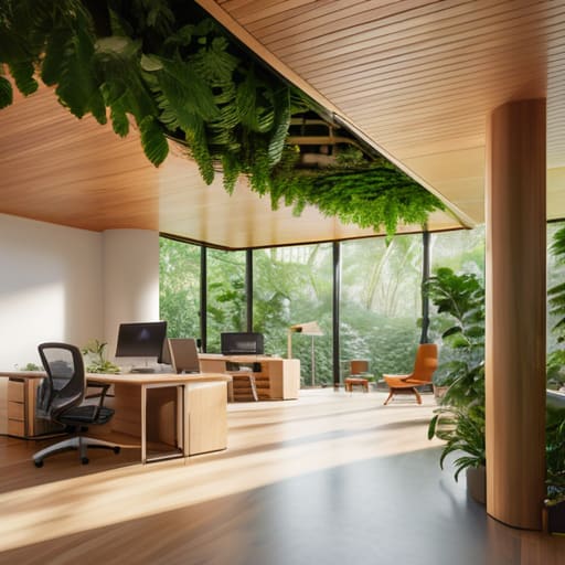 Creative Biophilic Workspace Layouts design concept.