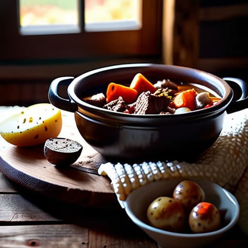 Slow cooked beef stew for cold winter nights.